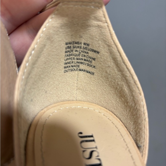 Justfab Makemba Faux Suede Heeled Sandals ankle strap. Wide Width / Size 8.5 - Picture 5 of 5